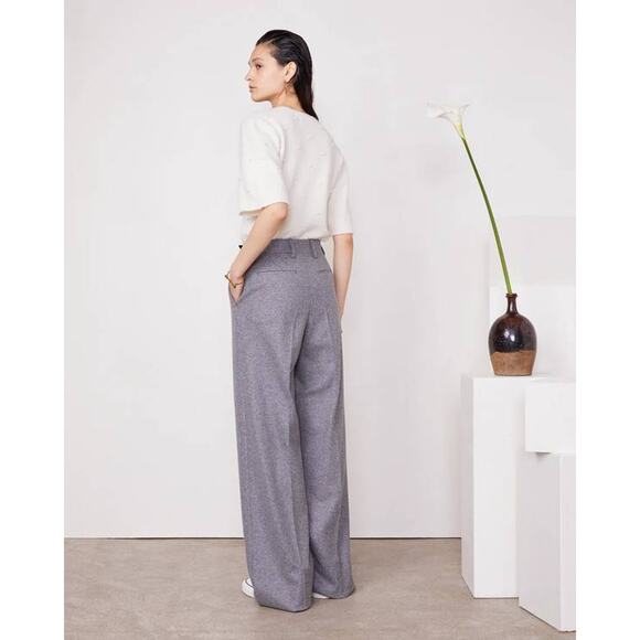 Officine Generale Rosa Wide Leg Pants in Heather Grey 38 US 6 - Picture 4 of 5